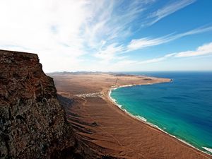 Preview wallpaper coast, sand, land, blue water, sea