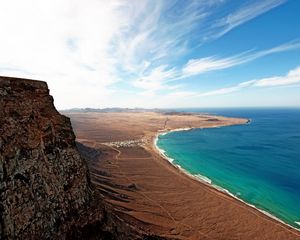 Preview wallpaper coast, sand, land, blue water, sea