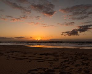 Preview wallpaper coast, sand, sea, sunset, nature