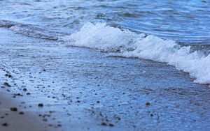 Preview wallpaper coast, sand, sea, splashes, foam, wave