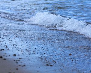 Preview wallpaper coast, sand, sea, splashes, foam, wave