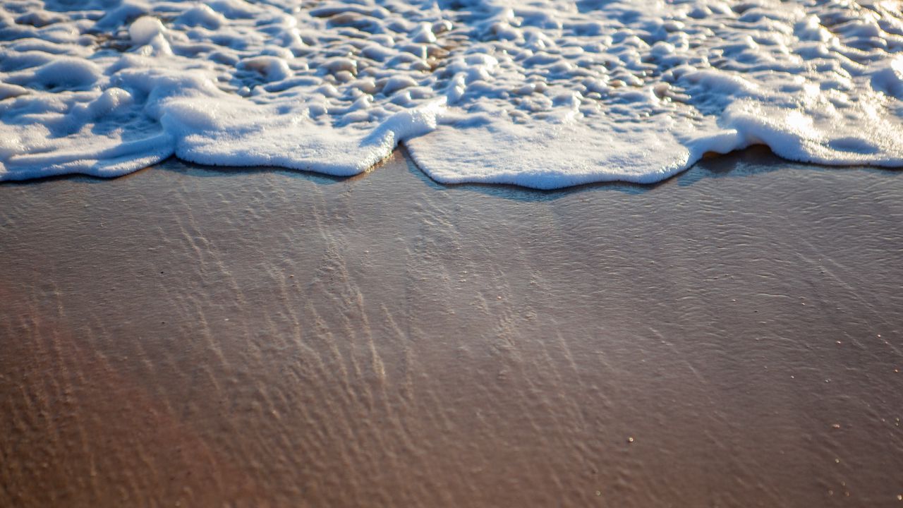 Wallpaper coast, sand, sea, foam, nature