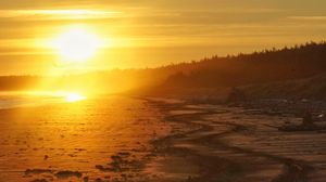 Preview wallpaper coast, sand, sunset, dark
