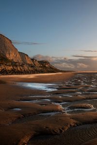 Preview wallpaper coast, sand, water, rocks, nature