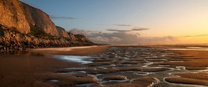 Preview wallpaper coast, sand, water, rocks, nature
