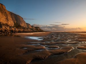 Preview wallpaper coast, sand, water, rocks, nature