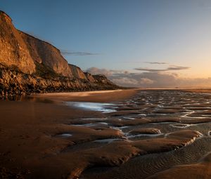 Preview wallpaper coast, sand, water, rocks, nature