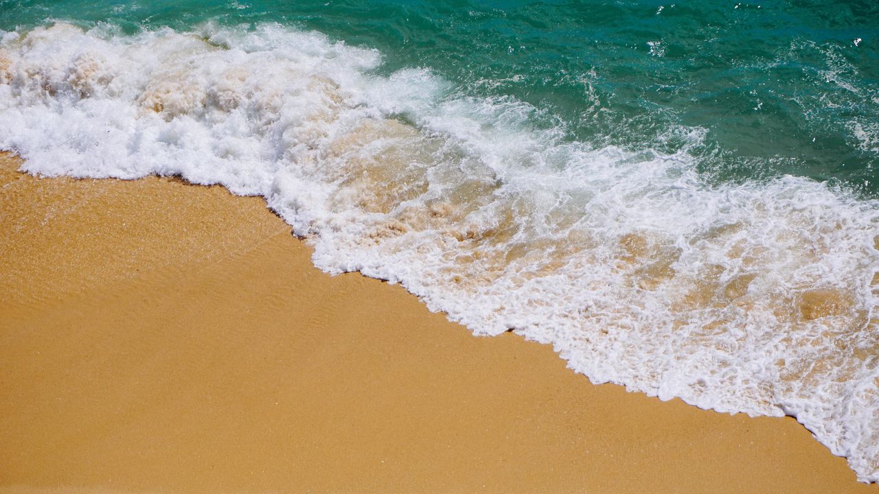 Wallpaper coast, sand, wave, foam, sea
