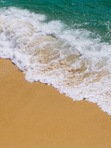 Preview wallpaper coast, sand, wave, foam, sea