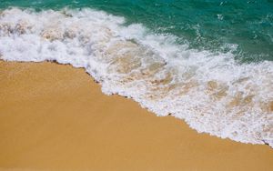 Preview wallpaper coast, sand, wave, foam, sea
