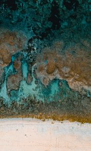 Preview wallpaper coast, sea, aerial view, stones, sand, nature