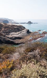 Preview wallpaper coast, sea, aerial view, cliffs, landscape