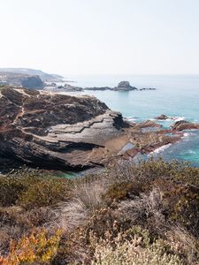 Preview wallpaper coast, sea, aerial view, cliffs, landscape