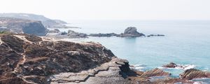 Preview wallpaper coast, sea, aerial view, cliffs, landscape