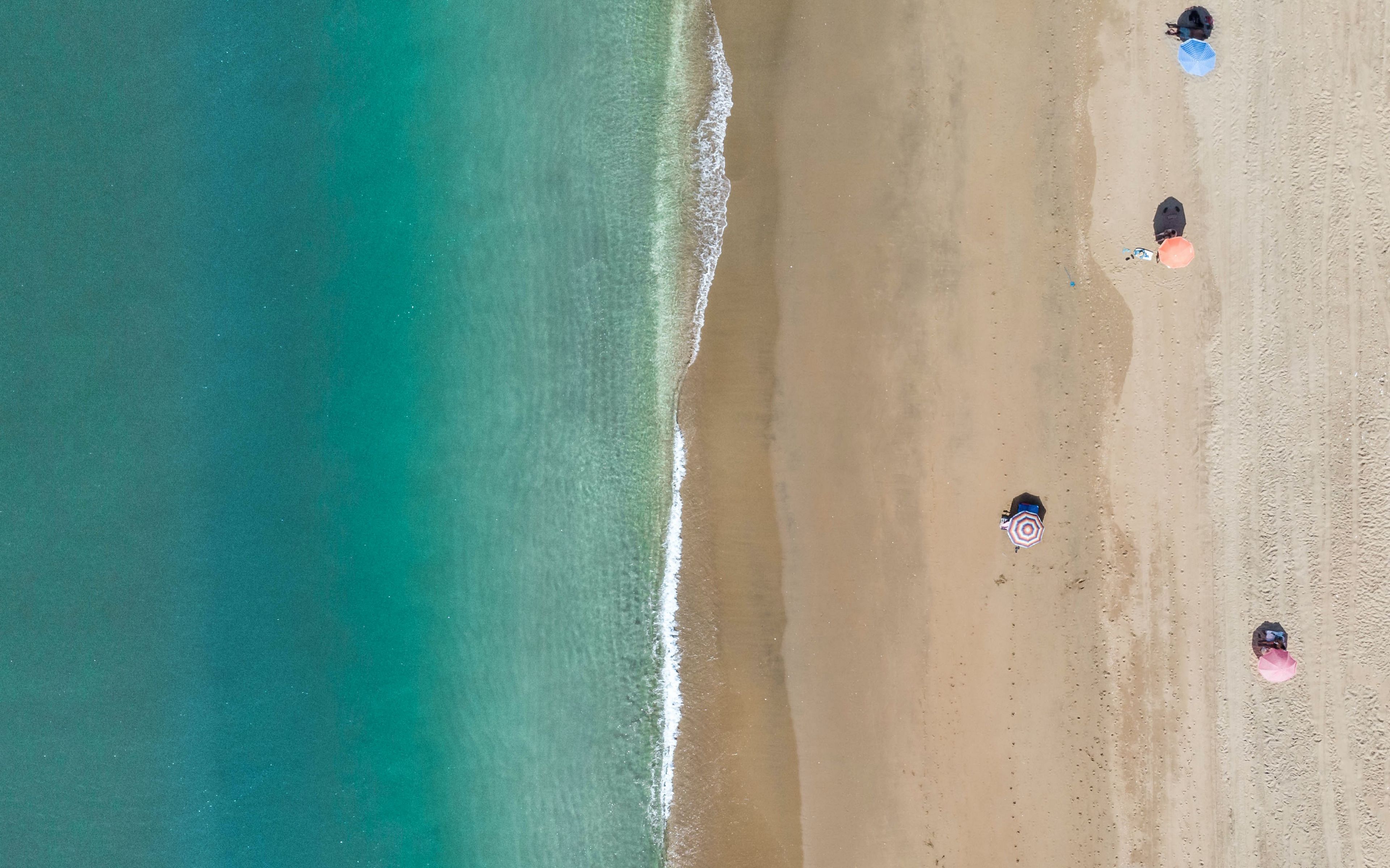 Download Wallpaper 3840x2400 Coast Sea Aerial View Beach Sand 4k