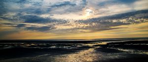 Preview wallpaper coast, sea, clouds, sky, dark, nature