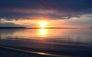 Preview wallpaper coast, sea, horizon, sunset