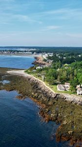 Preview wallpaper coast, sea, houses, trees, nature