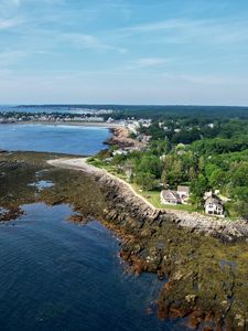 Preview wallpaper coast, sea, houses, trees, nature