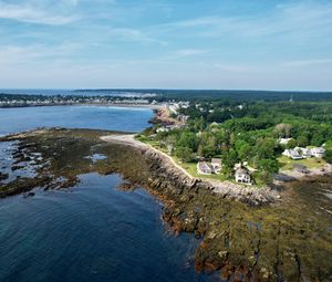 Preview wallpaper coast, sea, houses, trees, nature