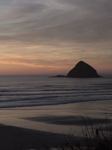 Preview wallpaper coast, sea, mountain, sunset, nature