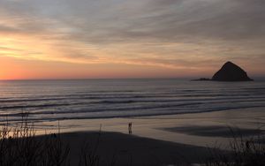 Preview wallpaper coast, sea, mountain, sunset, nature