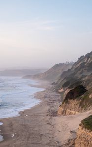 Preview wallpaper coast, sea, mountains, landscape, tide