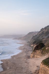 Preview wallpaper coast, sea, mountains, landscape, tide