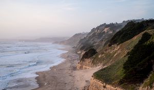 Preview wallpaper coast, sea, mountains, landscape, tide