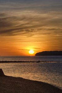 Preview wallpaper coast, sea, pier, sunset, hills