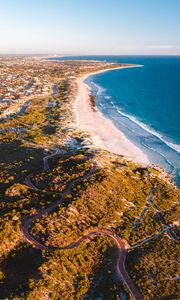 Preview wallpaper coast, sea, relief, road, settlement