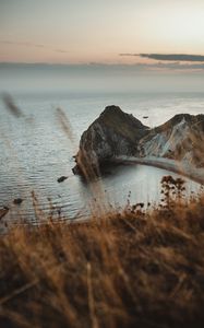 Preview wallpaper coast, sea, rock, landscape, aerial view