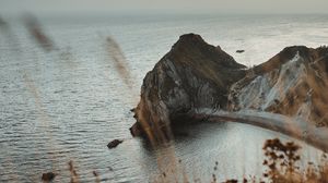 Preview wallpaper coast, sea, rock, landscape, aerial view
