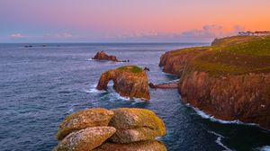 Preview wallpaper coast, sea, rocks, water, horizon
