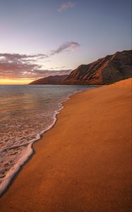 Preview wallpaper coast, sea, rocks, waves, sand