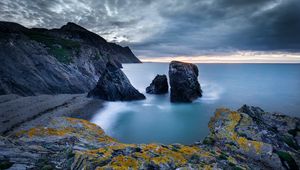 Preview wallpaper coast, sea, rocks, cliff, water