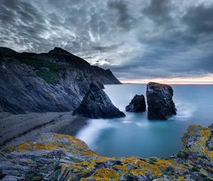 Preview wallpaper coast, sea, rocks, cliff, water