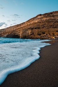 Preview wallpaper coast, sea, rocks, waves, sand, beach