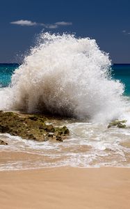 Preview wallpaper coast, sea, splashes, wave, nature