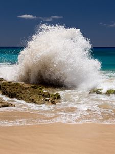 Preview wallpaper coast, sea, splashes, wave, nature