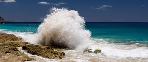 Preview wallpaper coast, sea, splashes, wave, nature