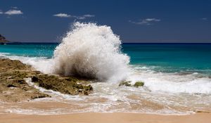 Preview wallpaper coast, sea, splashes, wave, nature