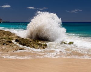 Preview wallpaper coast, sea, splashes, wave, nature