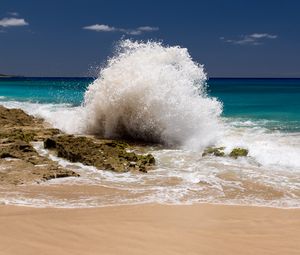 Preview wallpaper coast, sea, splashes, wave, nature