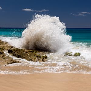 Preview wallpaper coast, sea, splashes, wave, nature