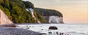 Preview wallpaper coast, sea, stones, rock, trees