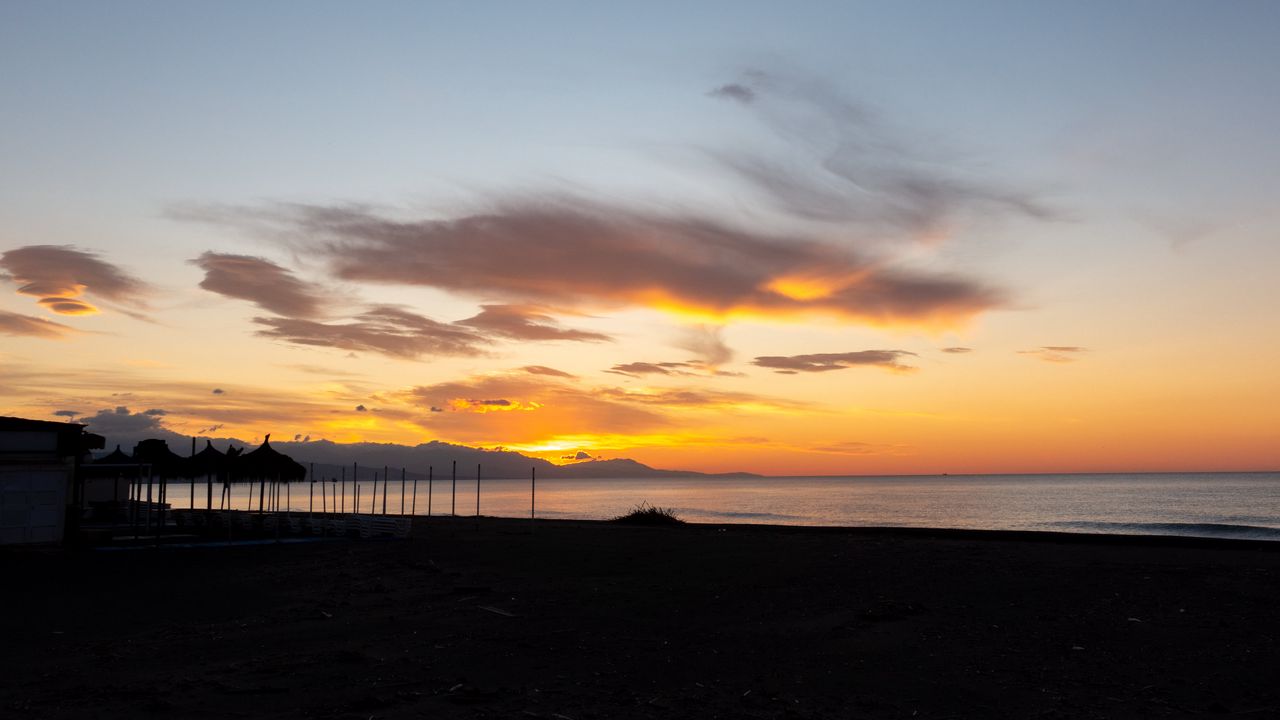 Wallpaper coast, sea, sunset, clouds, sky