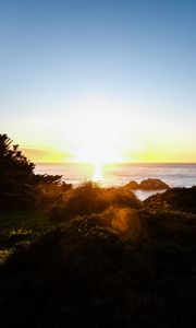 Preview wallpaper coast, sea, sunset, light, landscape