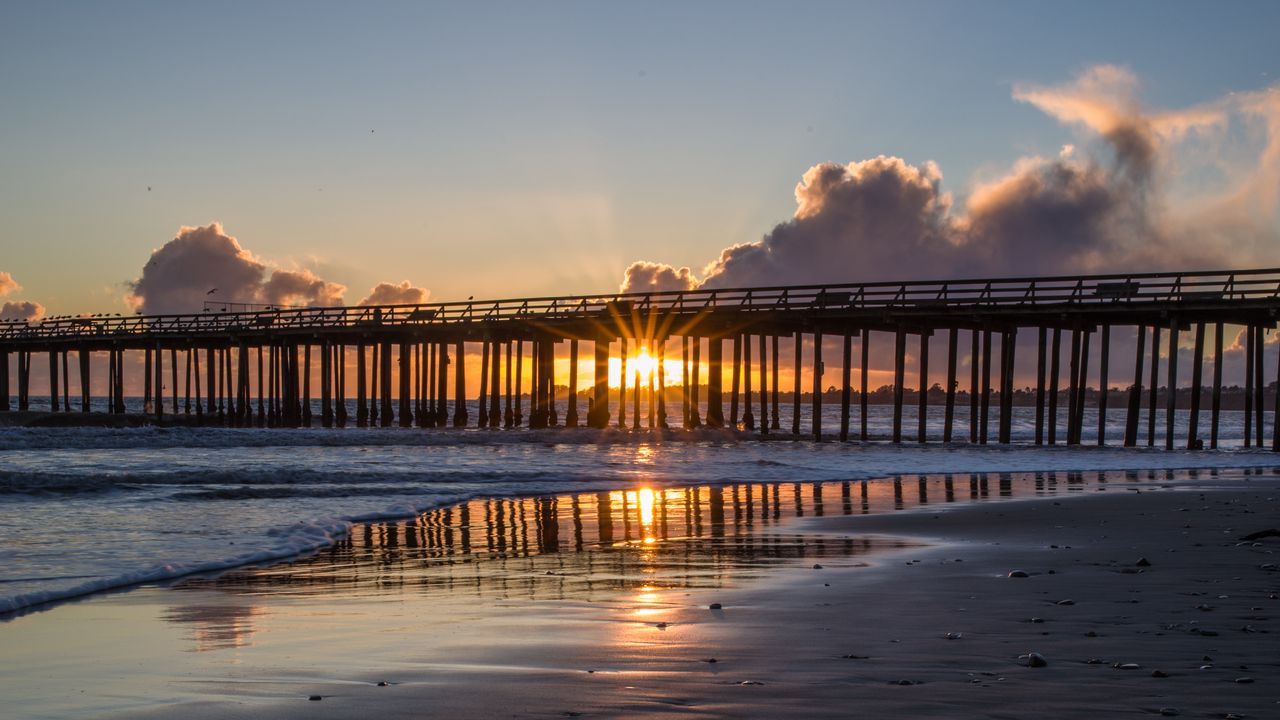 Wallpaper coast, sea, sunset, clouds