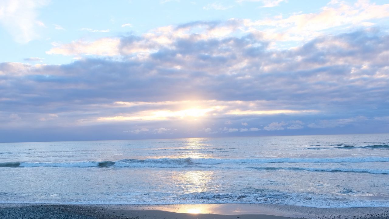 Wallpaper coast, sea, water, horizon, twilight